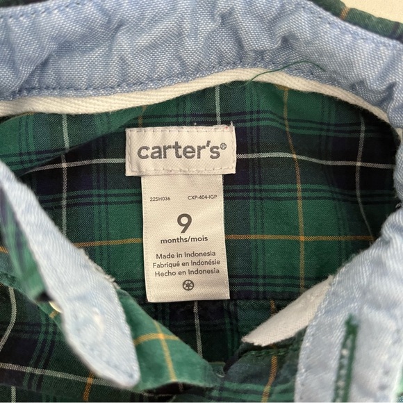 3/$10 CARTERS Baby boy plaid dress shirt bodysuit 9m - Picture 2 of 3